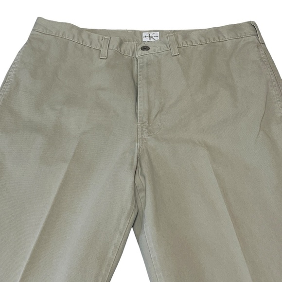 Men’s Calvin Klein Khaki Flat Front Straight Leg Pant. Sage Green 36 x 30 #1033 - Picture 3 of 6